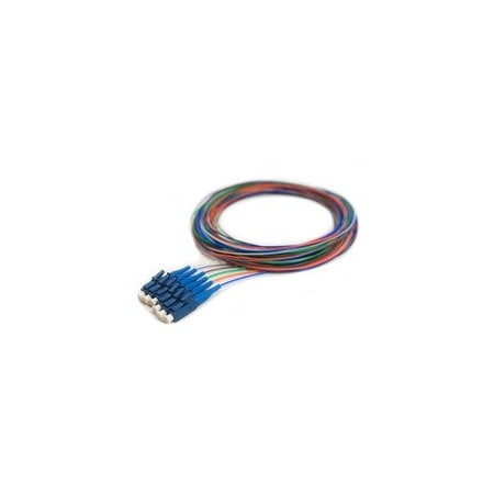 Cable Wholesale 6 Strand Fiber Pigtail, 9/125 Singlemode(Blue Boot), LC/UPC, 3 meter 15F1-02106